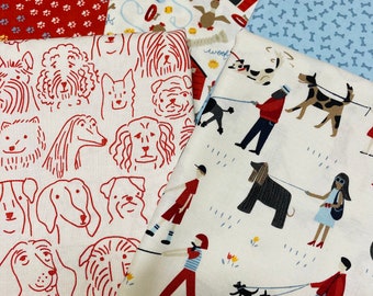 Dog Daze by Stacy Hsu for Moda sold by the Fat Quarter FQ Bundle of 5