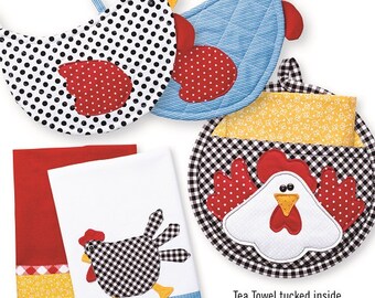 Patron de couture Charming Chickens manique et torchon par Cotton Ginny's