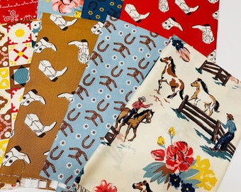 Wild Rose Cowgirl Cowboy Western by Riley Blake designs 100% Cotton Quilt fabric Fat Quarter or 1/2 Yard or 1 Yard Bundle of 8