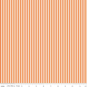 Riley Blake Striped Orange  and White 1/8&quot; 100%  Cotton Quilt  Fabric  by the 1/2 yard #C495 ORANGE