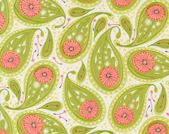 Dandi Duo by Robin Pickens for Moda Paisley Floral 100% Cotton Quilt Fabric sold by the 1/2 Yard #48753 11 Grass