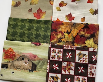 Fall Barn Quilts by Tara Reed for Riley Blake Fat Quarter Bundle of 8