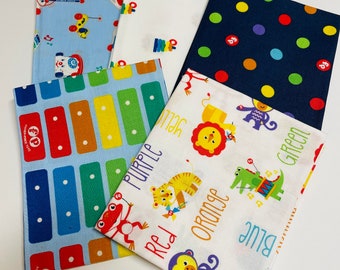 Fisher Price for Riley Blake  Fat Quarter Bundle of 5 Cotton Quilt Fabric Vintage Toys