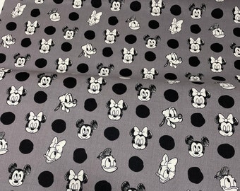 Mickey & Friends Camelot 100% Cotton Quilt Fabric #WZ4337 Gray sold by the 1/2 yard