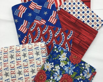 America the Beautiful  by Deb Strain  for  Moda Cotton Quilt Fabric  Fat Quarter Bundle of 8