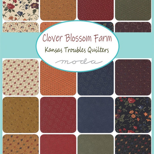 Clover Blossom Farm by Kansas Troubles Quilters for Moda 5" Five Inch Charms, Squares # 9710PP