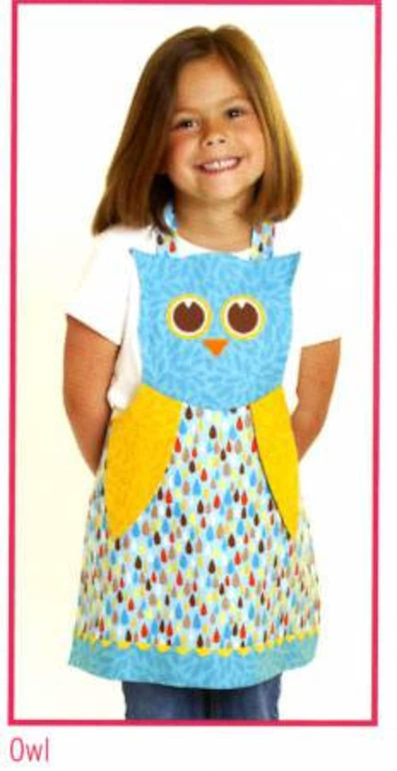 Fun Friends Child's Apron Pattern Kitty, Rabbit, Owl Apron size 3-8 by Cotton Ginnys image 4