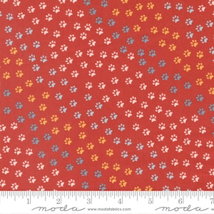 Dog Daze by Stacy Hsu for Moda Puppy Dog 100% Cotton Quilt Fabric sold by the 1/2 Yard #20845 17 RED