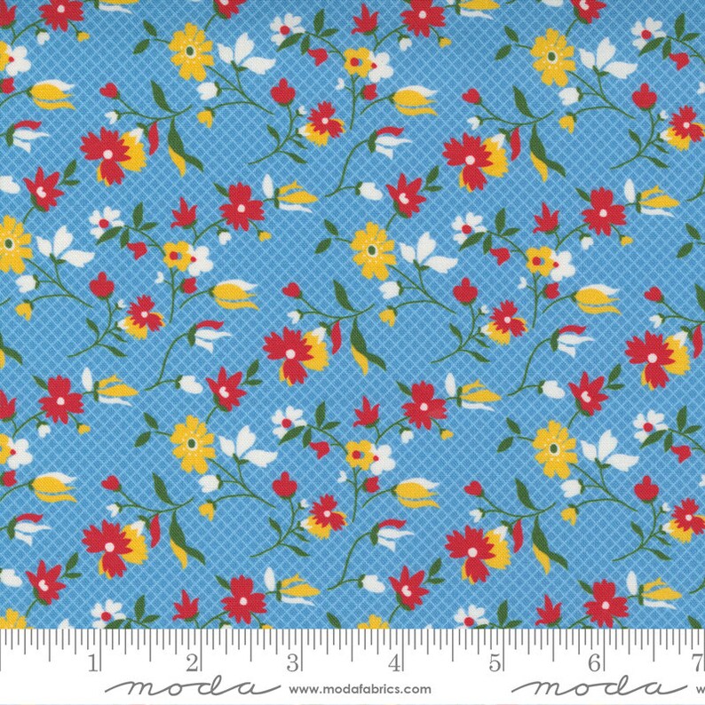 21791 17 Blue Daisy Story Time Fabric American Jane