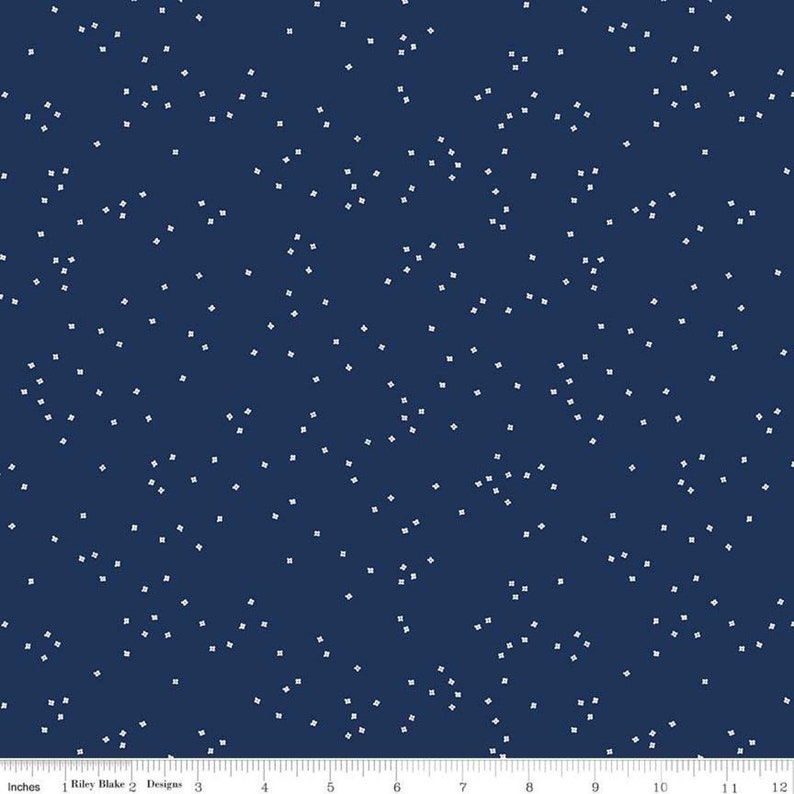 Riley Blake Basic Blossom NAVY BLUE 100% Quilt cotton Blender by the 1/2 yard C715 NAVY image 1