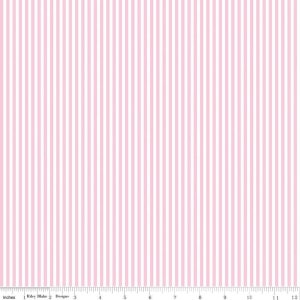 Riley Blake Striped Peony and White 1/8&quot; 100%  Cotton Quilt  Fabric  by the 1/2 yard #C495 PEONY