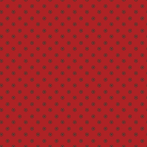 May include: A red background with a repeating pattern of small black circles containing a stylized peace sign.