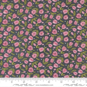 Tulip Tango by Robin Pickens for Moda Mini Tulip Floral with Tiny Light Pink  Dots Cotton Quilt Fabric sold by the 1/2 yard #48713 14 SHADOW