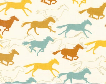 Ponderosa by Stacy Iest Hsu for Moda Cowboy Western Horses 100% Cotton Fabric Sold by the 1/2 Yard # 20862 11 NATURAL