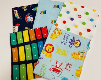 Fisher Price for Riley Blake  Fat Quarter Bundle of 5 Cotton Quilt Fabric Vintage Toys
