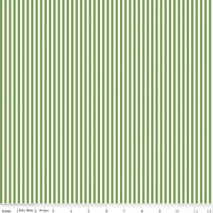 Riley Blake Striped Clover Green  and White 1/8&quot; 100%  Cotton Quilt  Fabric  by the 1/2 yard #C495 Clover