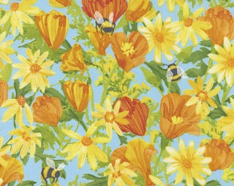 Wild Blossoms by Robin Pickens for Moda Light Blue Mist 100% Cotton Quilt Fabric sold by the 1/2 Yard #48731 23 Mist