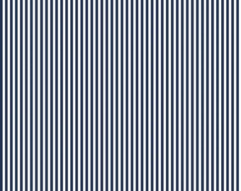 Riley Blake Striped White & Navy Blue 1/8" 100%  Cotton Quilt  Fabric  by the 1/2 yard #C495 NAVY