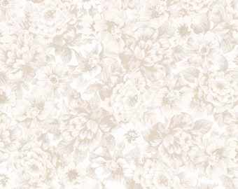 Adelaide Maywood Studio Blender Floral Cotton Quilt Fabric sold by the 1/2 yard #MAS10282-E CREAM