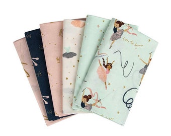 Spin and Twirl Riley Blake Ballerina sold by the Fat Quarter FQ Bundle of 5 or 1/2 yard bundle of 5 or 1 yard bundle of 5