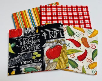 Homegrown Salsa by Deb Strain  for  Moda Cotton Quilt Fabric  Fat Quarter Bundle of 4