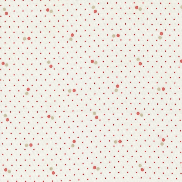Ridgewood by Minick & Simpson for Moda Red and Cream Polka Dot Dance Dots Cotton Quilt Fabric sold by the 1/2 yard #14978 11 NATURAL