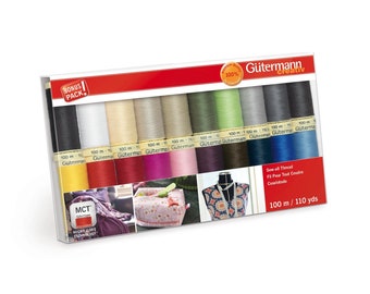 Gutermann Sew All Thread 100% Polyester 20 Spools Basic Colors #734015-1