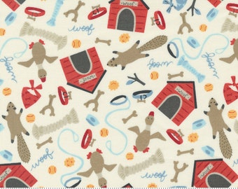 Dog Daze by Stacy Hsu for Moda Puppy Dog 100% Cotton Quilt Fabric sold by the 1/2 Yard #20841 11 WHITE