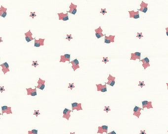 American Gatherings 11 par Primitive Gatherings pour Moda FLAGS, STARS 100% Cotton Fabric Vendu par le 1/2 Yard # 49246 11 Dove