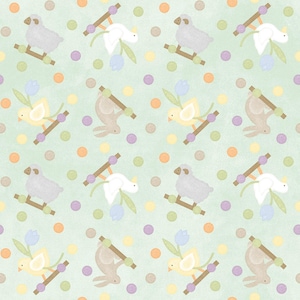 Maywood Studio Little Chicks Flannel Polka Dot Green Pull Toys 100% Cotton Sold by the 1/2 yard #MASF10561-G GREEN