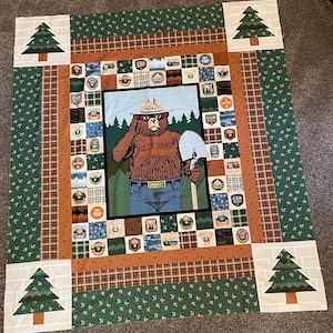 Smokey Bear Only You Quilt Kit includes Riley Blake Only you fabric for quilt top and binding! Approx. 60 x 66