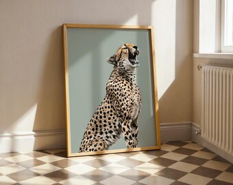 Roaring Cheetah Print: Sage Green Wall Art (Digital Download)