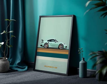 Porsche 911 Wall Art Print, Minimalist Sports Car Art (Digital Download)