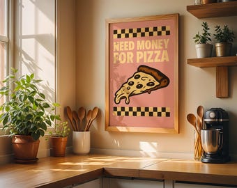 Funny Pizza Print: Retro Pop Art Kitchen Decor (Digital Download)