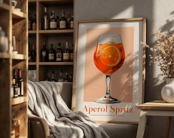 Aperol Spritz Wandkunst, Sommer Cocktail Druck, Italienische Bar Dekoration, Digitales Küchen Poster