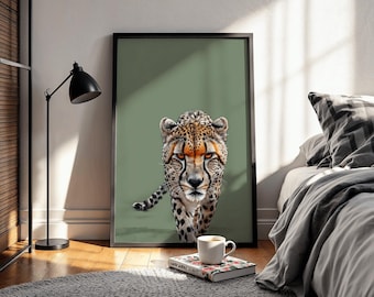 Modern Cheetah Art Print: Minimalist Safari Animal Decor (Digital Download)