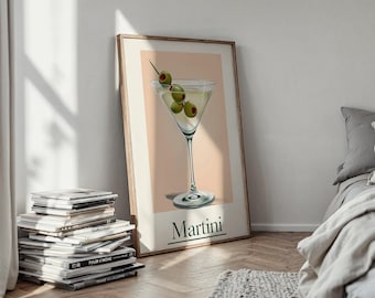 Martini Cocktail Art Print: Minimalist Home Bar Decor (Digital Download)
