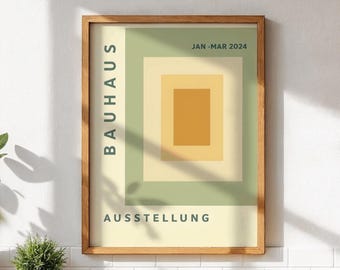 Sage Green Bauhaus Exhibition Poster | Mid-Century Modern Print (Digital Download)