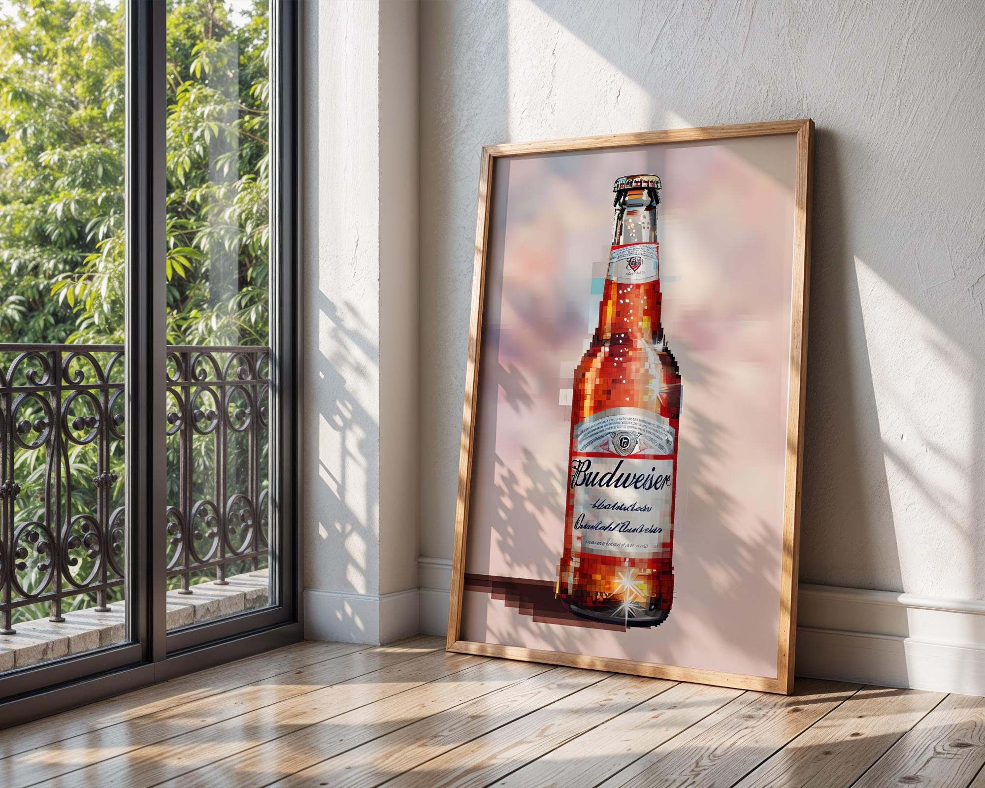 wawawa■ Budweiser パブミラー M・モンロー フォトアート Budweiser Beer Pixel Art Print: Home Bar Decor (digital Download