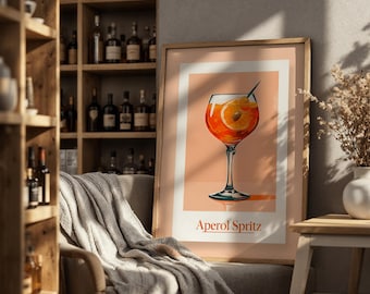 Aperol Spritz Kunstdruck: Moderne Cocktail Illustration (Digitaler Download)