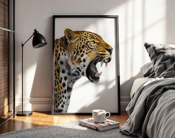Bold Leopard Wall Art Print: Modern Apartment Decor (Digital Download)