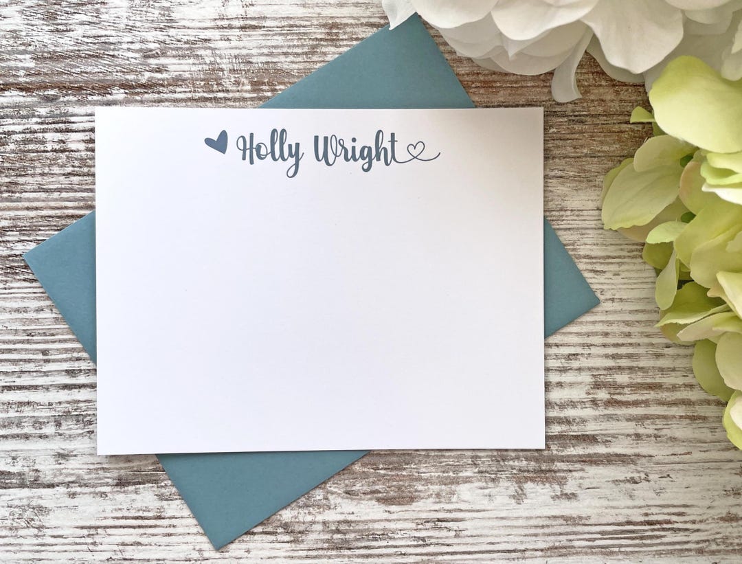 Personalized Heart Stationery Set With Envelopes Your Choice of Colors ...
