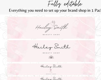 Etsy shop banner kit canva, etsy branding kit psd, Etsy Seller Success, Etsy banner set, Etsy branding kit, minimalist Line art design