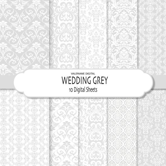 Items similar to Grey Damask Digital Paper, grey wedding papers, grey