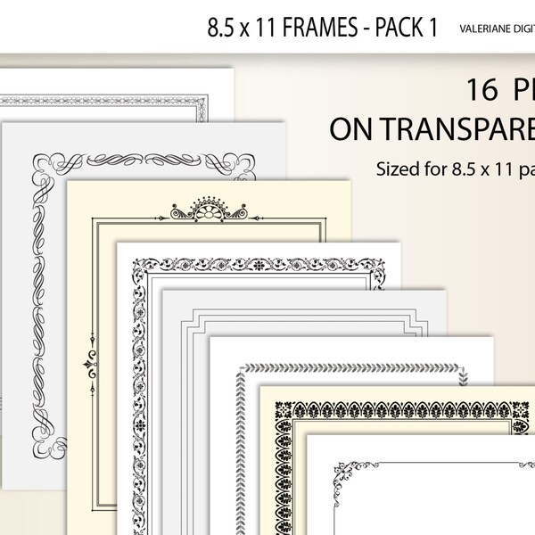 16 digital border, digital frame, Clip art Design Elements for invitations, scrapbooking - Clip Art Designs 528