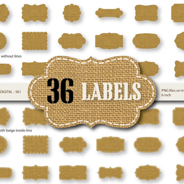 36 Burlap Digital Labels , Digital Frames Burlap clipart, digital frame, frame clip art, burlap label - INSTANT DOWNLOAD Pack 561