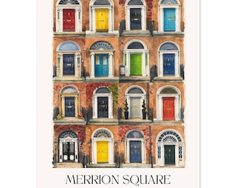 Merrion Square Dublin Doors Print | Colorful Georgian Doors Wall Art | Ireland Architecture Print