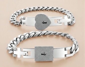 Secret Key Couple Bracelets – Exclusive Love Lock Set, Lock & Key Bracelets, Hidden Key Bracelet for Couples, Anniversary valentine Gift