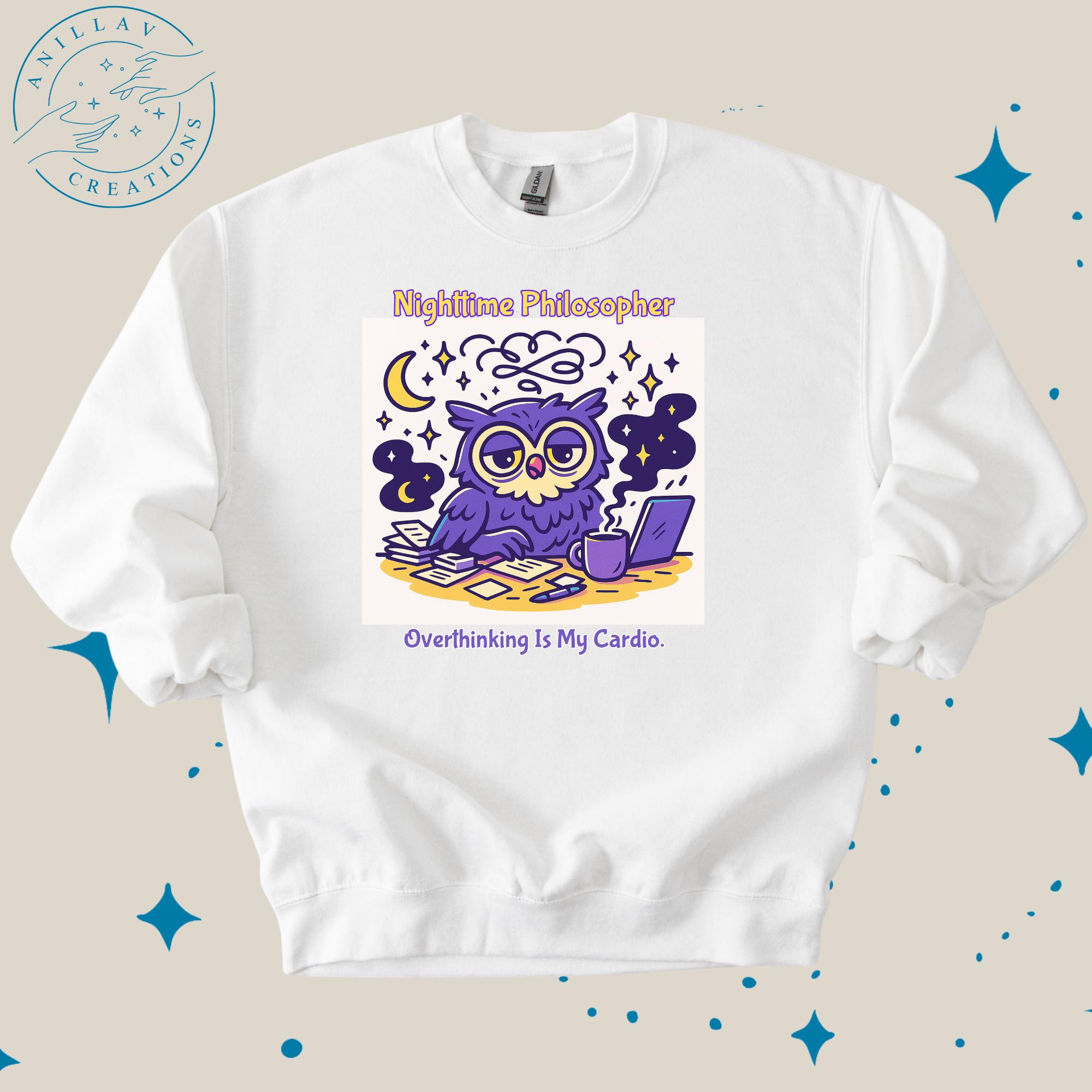 Crewneck Sweatshirt - ADHD Owl: "Overthinking Is My Cardio."