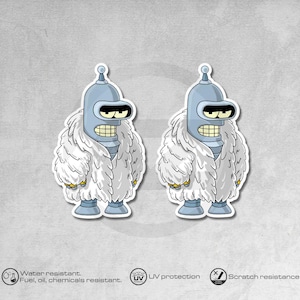 2x Futurama Bender Robot Pimp Stickers, Magnets, Car, Bike, Laptop, Water Bottle High Quality Vinyl stickers